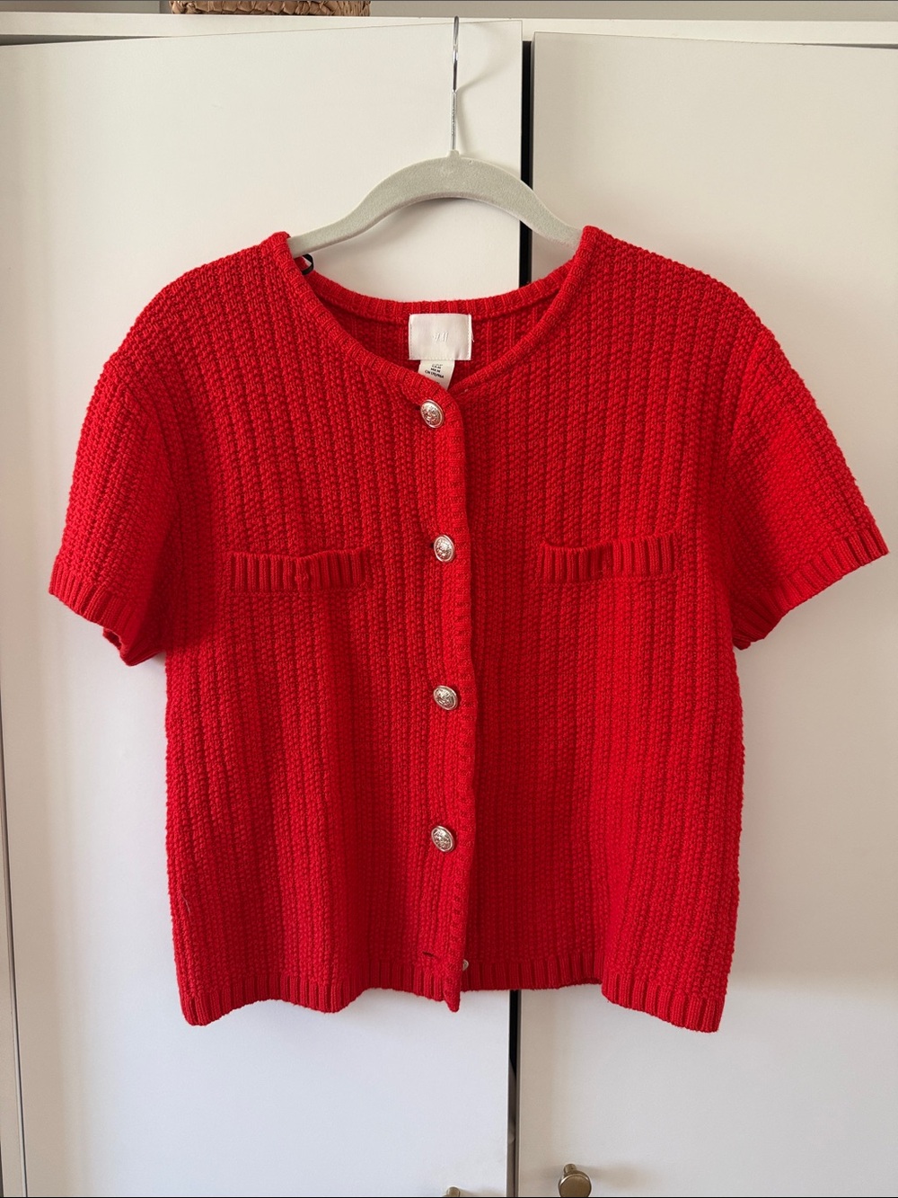 H&M / Short Sleeve Sweater Cardigan - Red